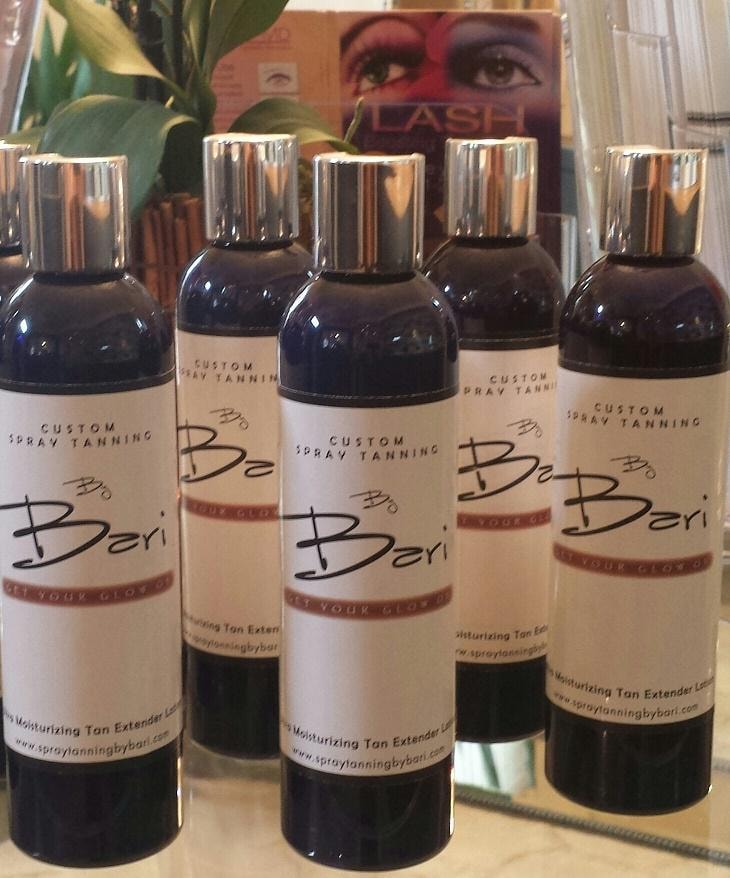 Bari Custom Spray Tanning Moisturizing Tan Extender Lotion bottles